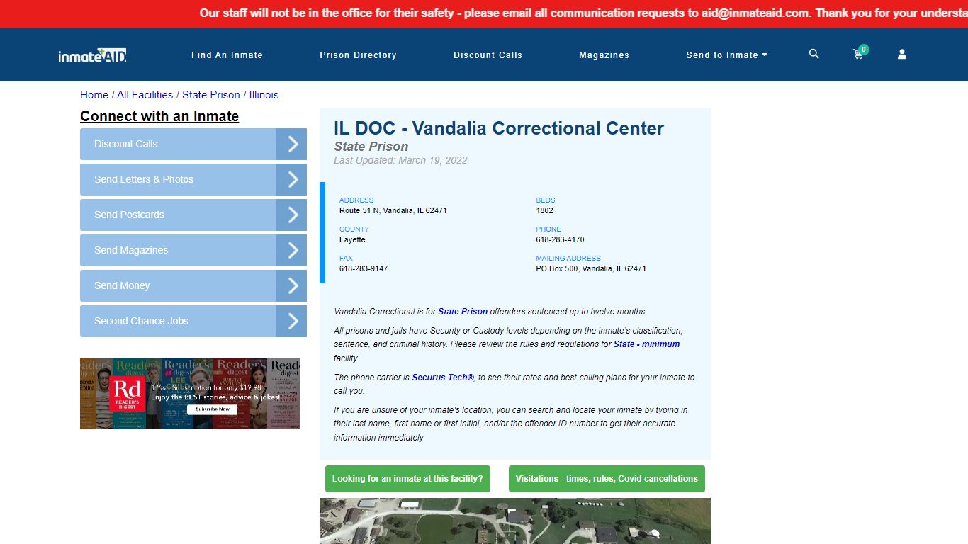 IL DOC - Vandalia Correctional Center & Inmate Search ...