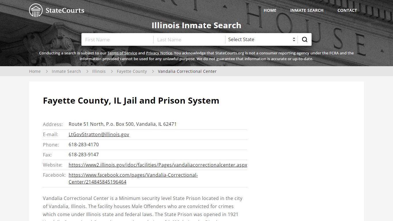 Vandalia Correctional Center Inmate Records Search ...